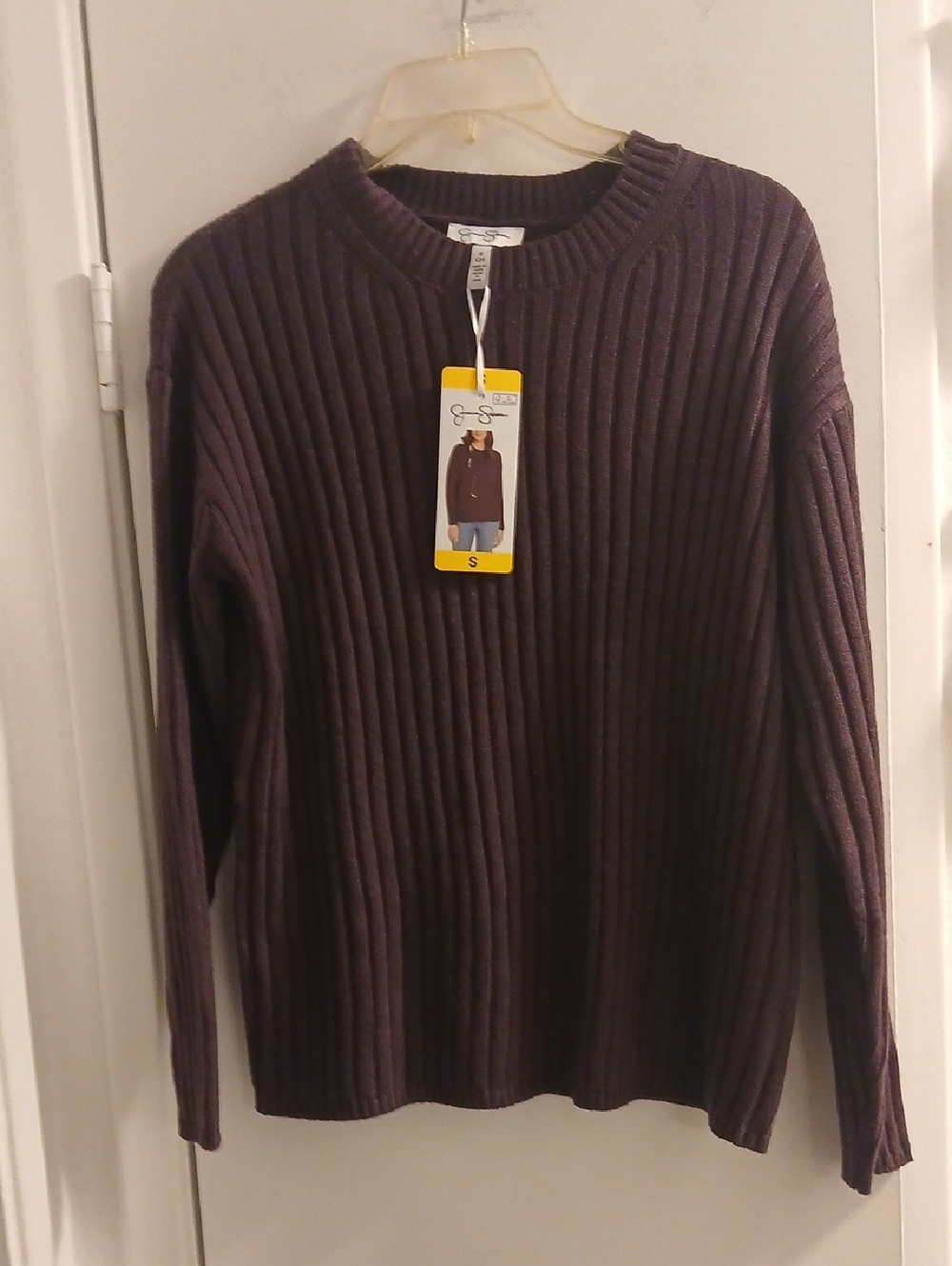 Jessica Simpson Wonens  Ribbed Crewneck Sweater - Purple Color Small